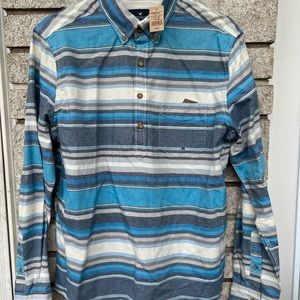 American Eagle men’s medium blue and white striped long sleeve quarter button